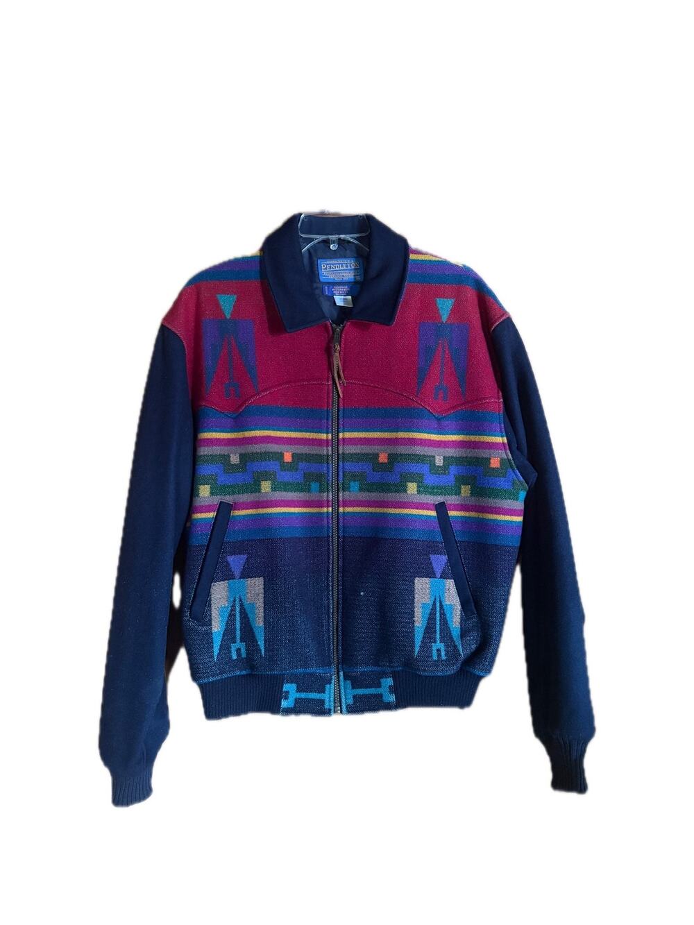 Vintage Pendleton High Grade Western Wear Southwestern Wool Bomber Jacket M USA